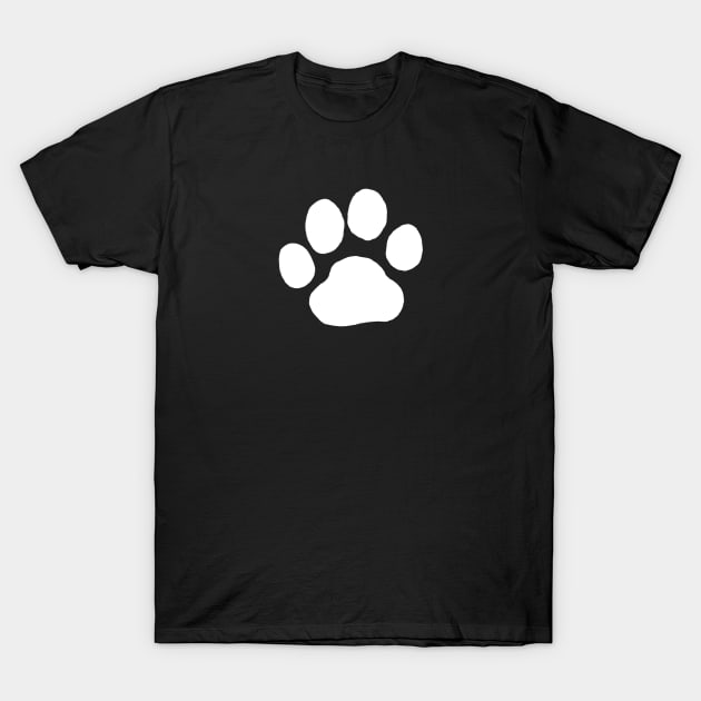 White Dog Paw Print T-Shirt by Coffee Squirrel